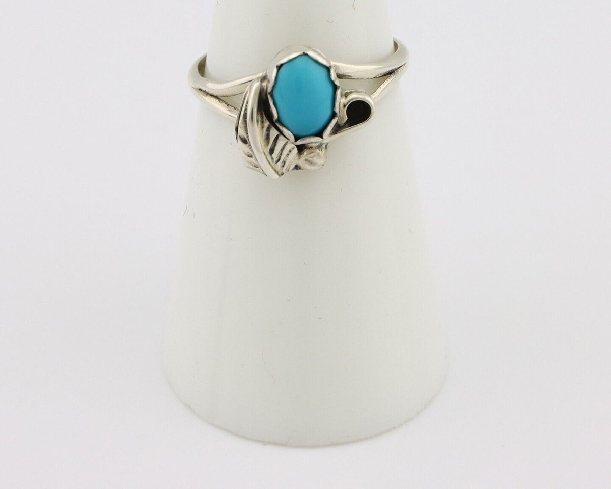 Navajo Ring .925 Silver Sleeping Beauty Turquoise Native American Artist C.80's