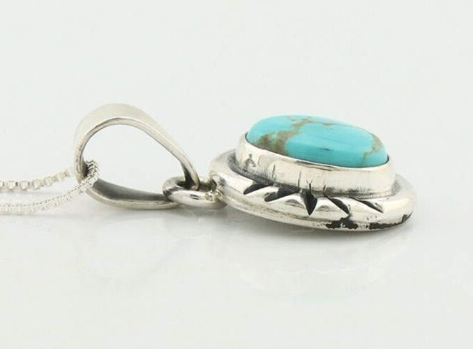 Navajo Necklace 925 Silver Arizona Turquoise Handmade Signed Gecko C.90's