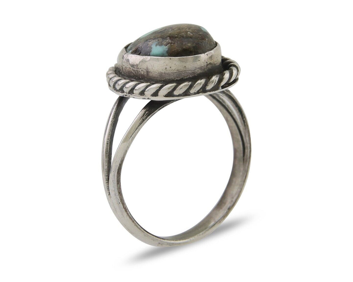 Navajo Handmade Ring 925 Silver Natural Turquoise Native Artist C.80's