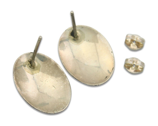 Navajo Earrings 925 Silver Natural Malachite Native American Artist C.80's