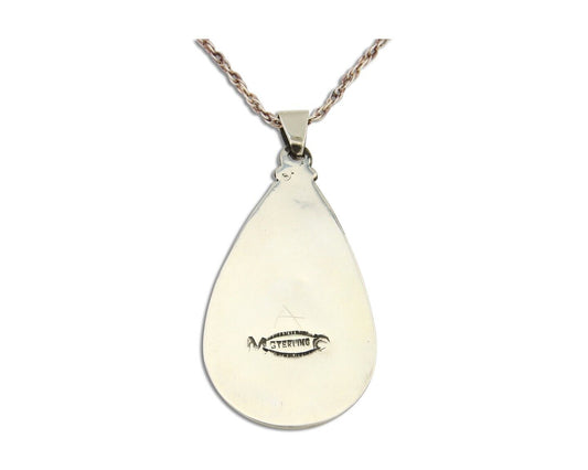 Navajo Necklace 925 Silver Natural Turquoise Artist Signed MC C.80's