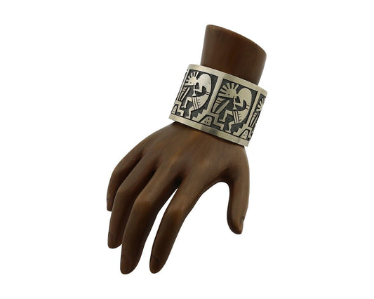 Navajo Kokopelli Bracelet 925 Silver Native American Artist Handmade C.80's