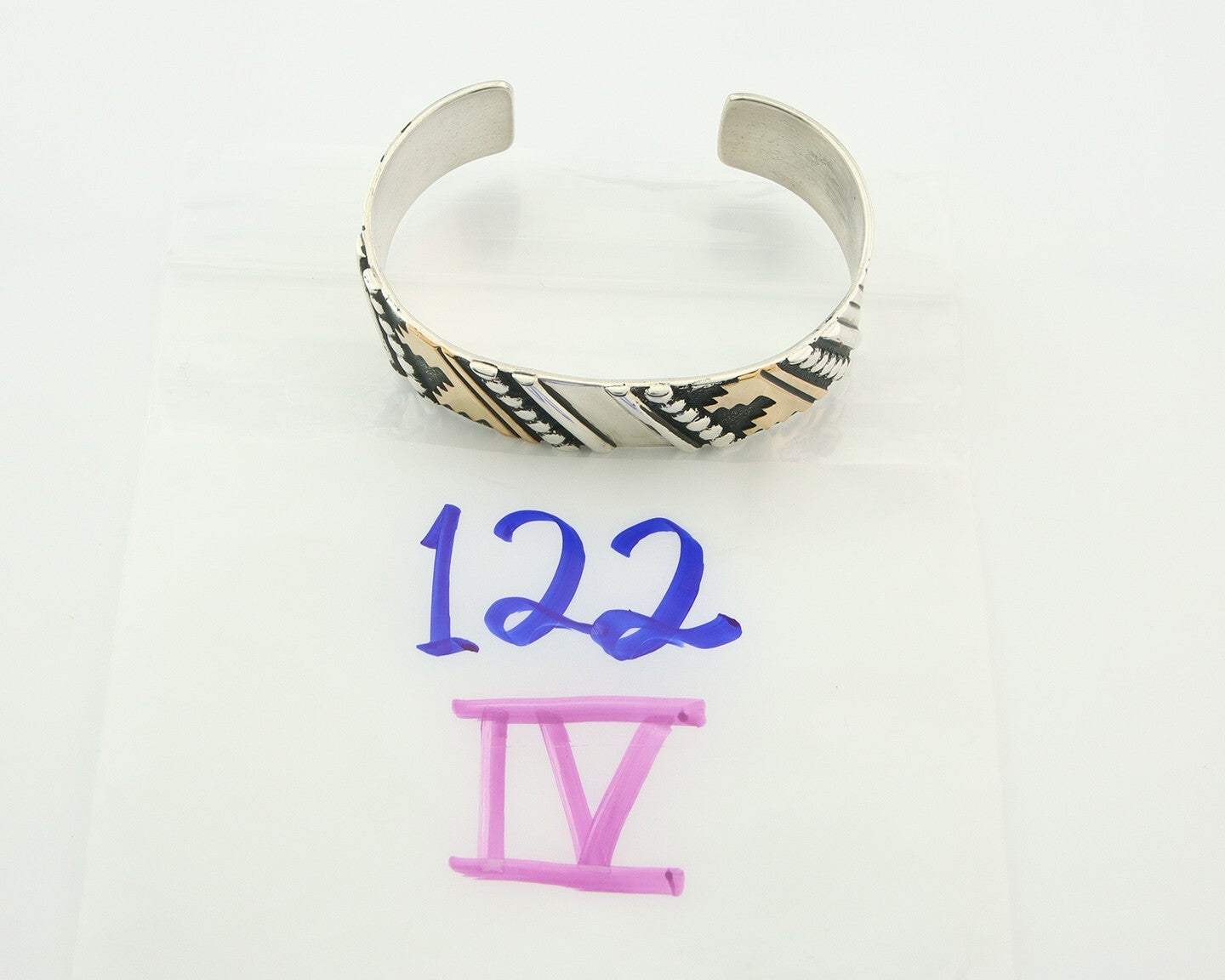 Navajo Bracelet Gold & 925 Silver Handmade 16 mm Wide Signed Thomas Singer C80s