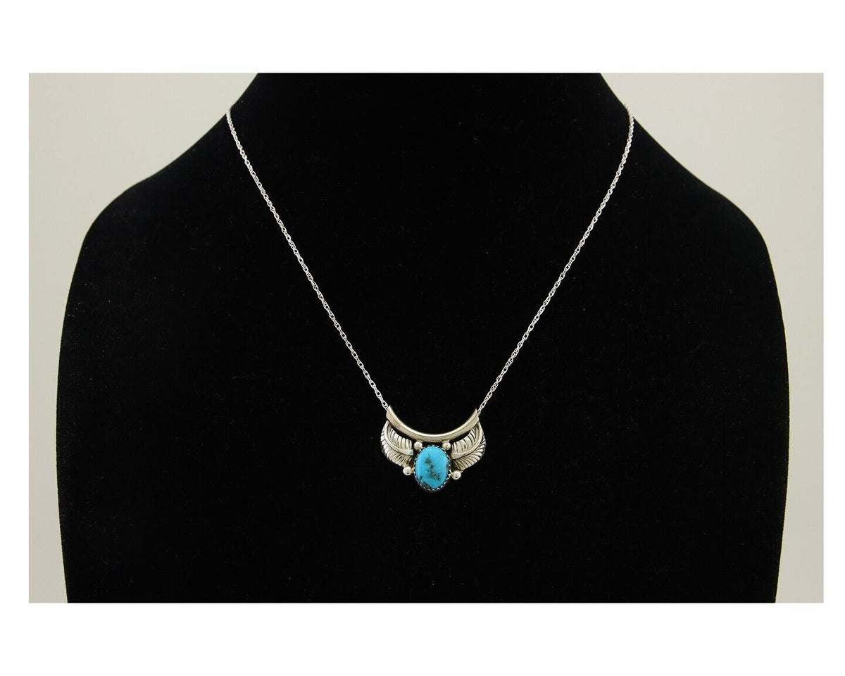 Navajo Turquoise Necklace 925 Silver Signed Eugene Belone C.80's