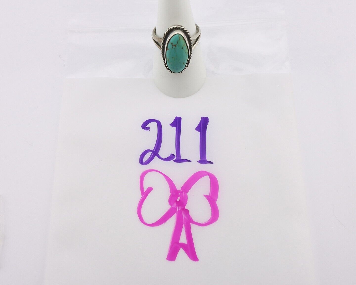 Navajo Ring .925 Silver Natural Kingman Turquoise Native American Artist C.80's