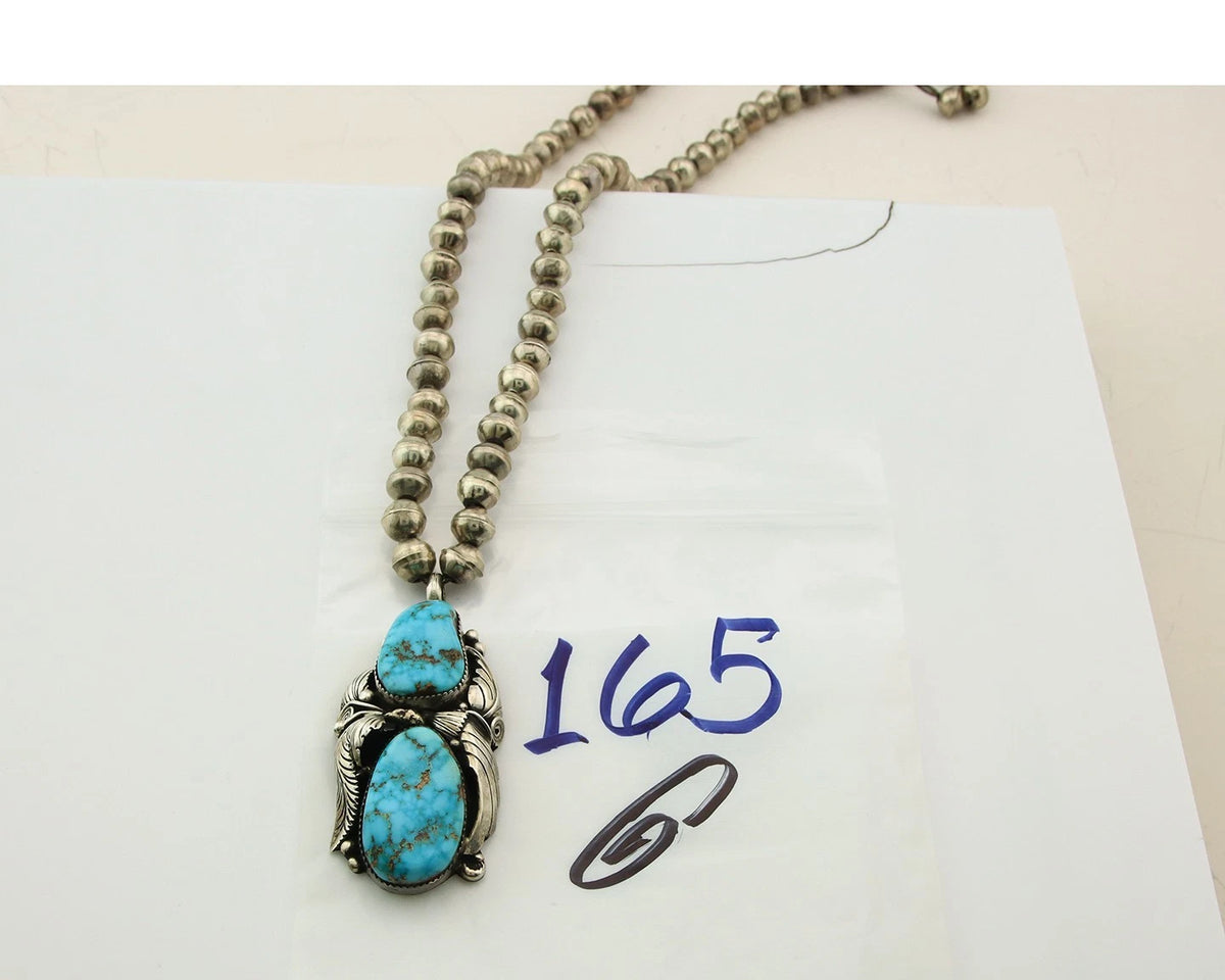 Navajo Necklace Sterling Silver Turquoise Vintage Signed Tom Willeto