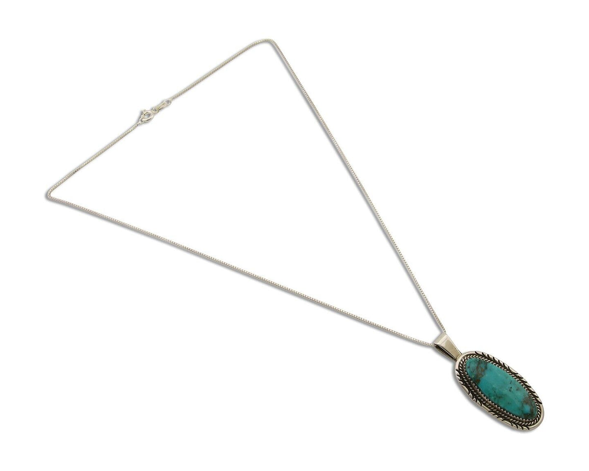 Navajo Necklace 925 Silver Natural Turquoise Artist Signed Mike Begay C.80's