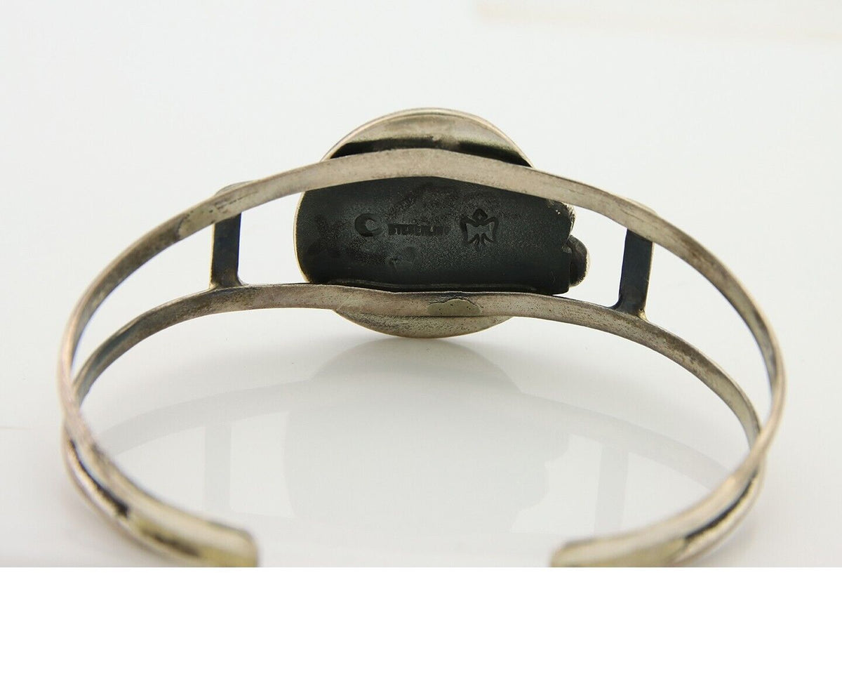 Navajo Bracelet 925 Silver Turquoise Cuff Artist Signed C.80's