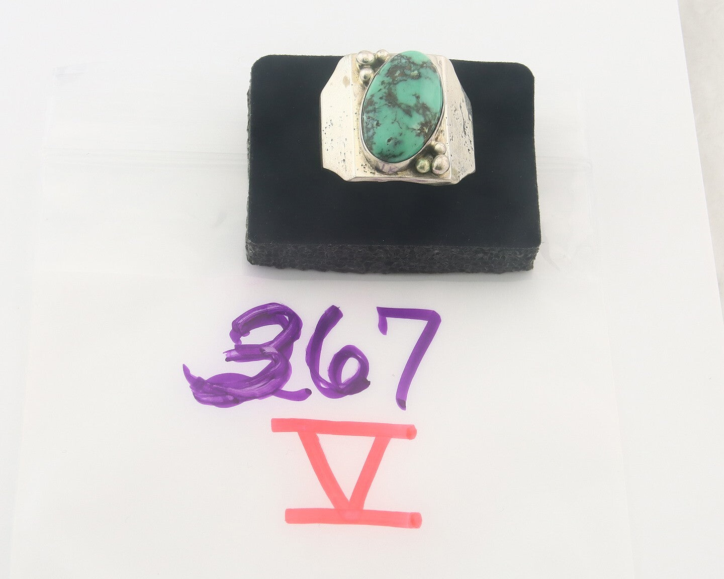 Vintage Navajo Ring 925 Sterling Authentic Turquoise Signed Sammy Begay Size 12