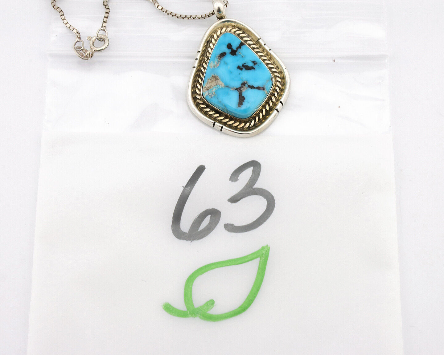 Navajo Necklace 925 Silver Blue Gem Turquoise Native Artist Signed DZ C.80's