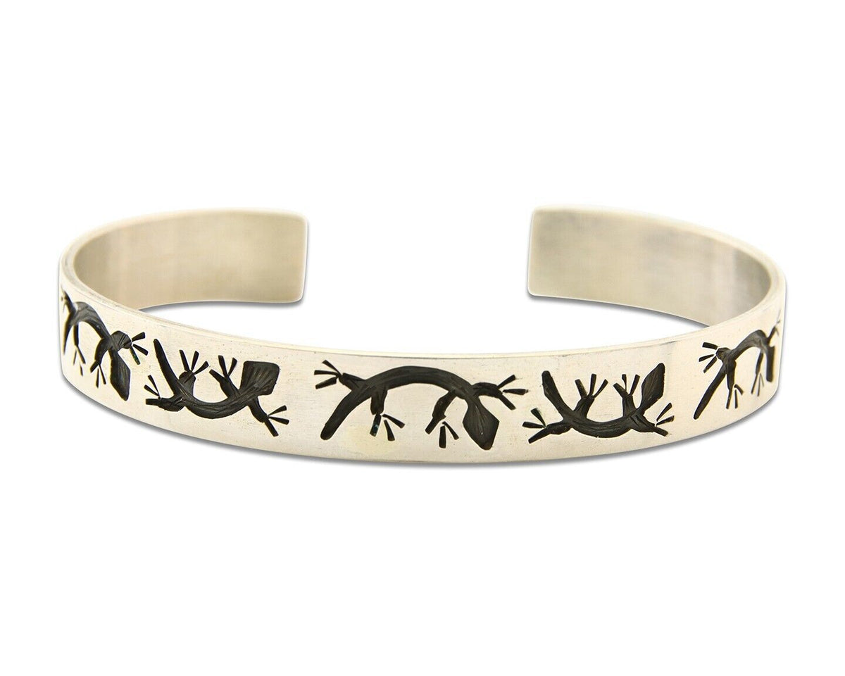 Hopi Bracelet 925 Silver Handmade Artist Signed Half Sun C.80's