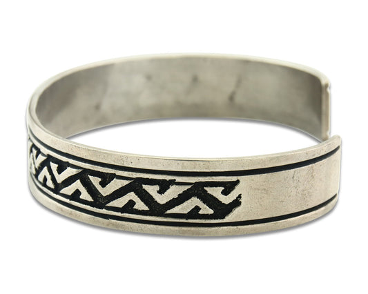 men Vintage Navajo Bangle Bracelet Sterling Silver Handmade Signed Thomas Singer