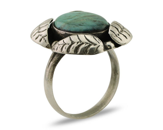 Navajo Ring 925 Silver Natural Turquoise Native American Artist C.80's