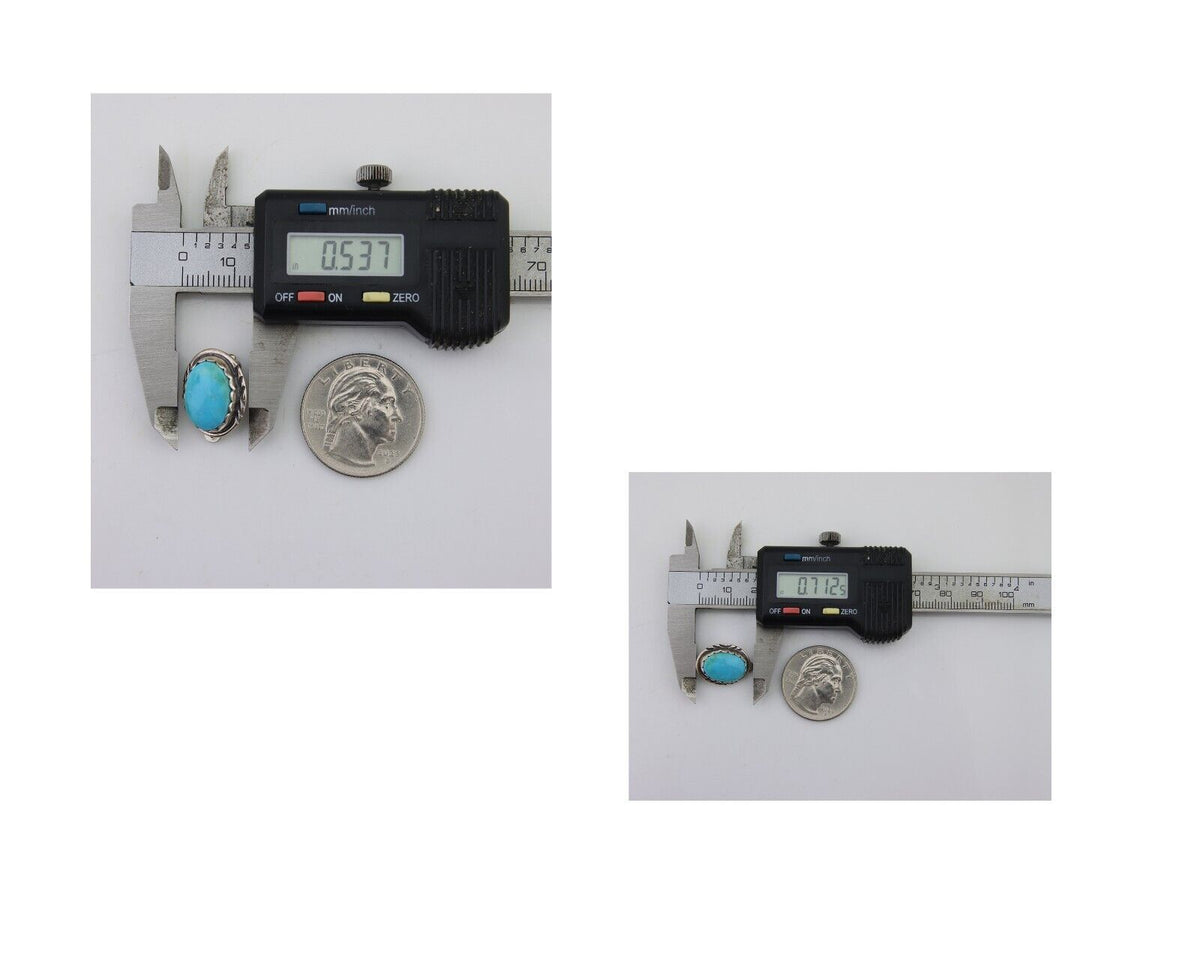 Navajo Paw Earrings 925 Silver Blue Turquoise Native American Artist C.80's