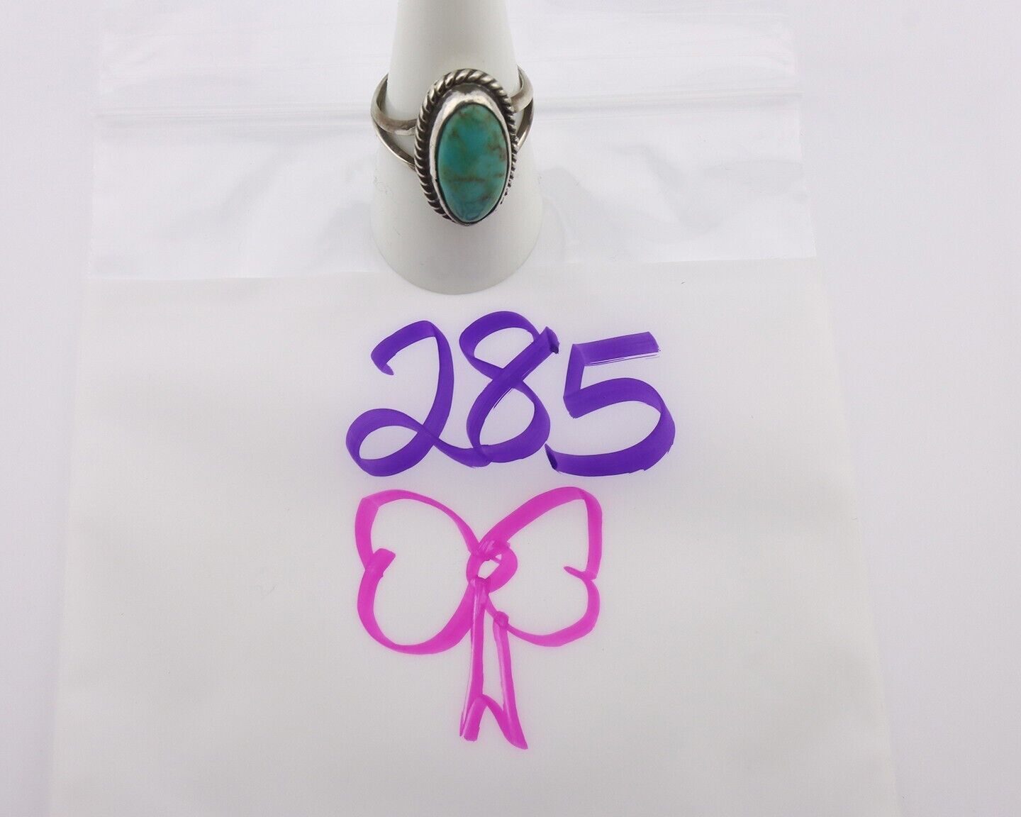 Navajo Handmade Ring 925 Silver Kingman Turquoise Signed M Montoya C.80's