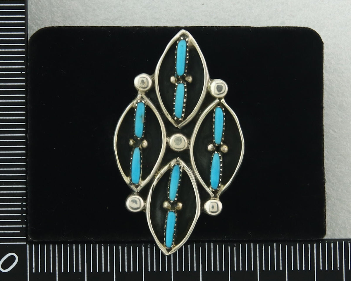 Vintage Zuni Ring 925 Sterling Authentic Natural Turquoise Native Artist Sz 9.25
