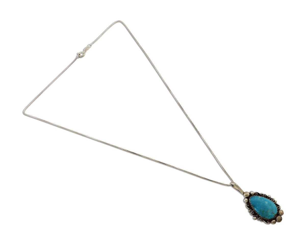 Navajo Necklace Pendant 925 Silver Turquoise Signed Billy Eagle C.80's