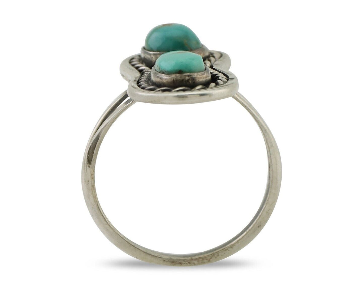 Navajo Handmade Ring 925 Silver Natural Turquoise Native American Artist C.80's