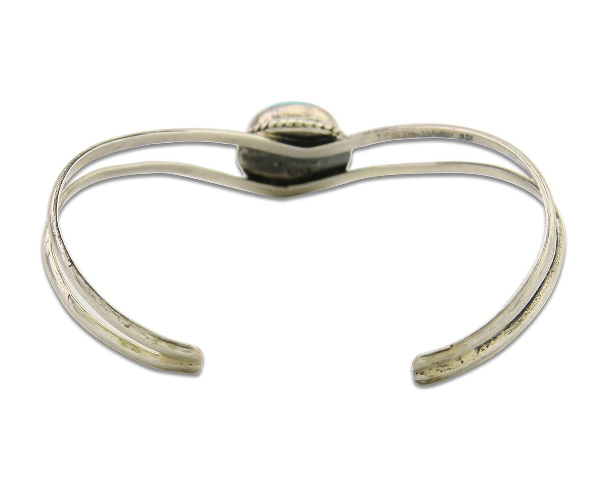 Navajo Bracelet 925 Silver Cuff Turquoise Handmade Artist Signed MC C.80's
