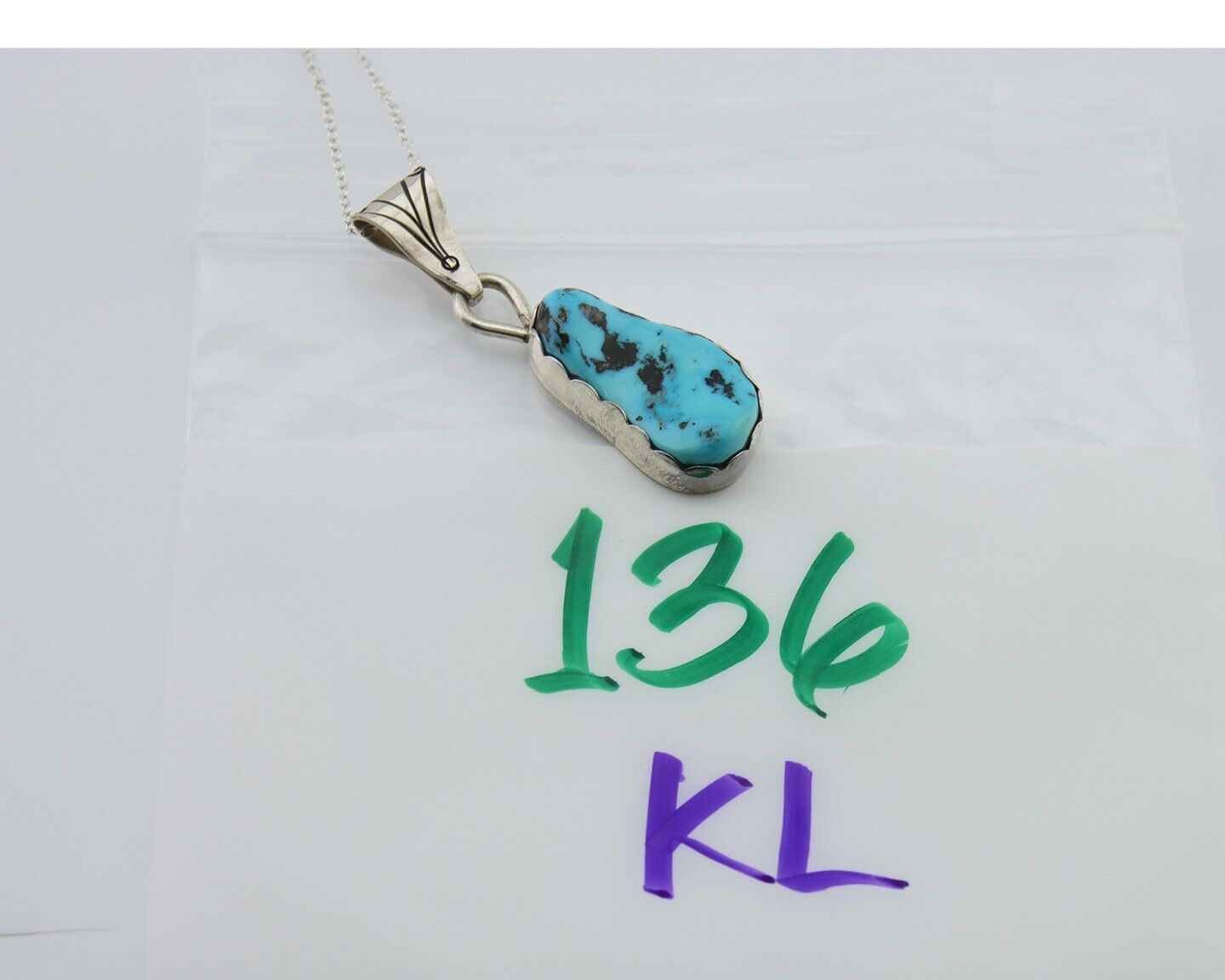 Navajo Necklace 925 Silver Blue Turquoise Artist Signed Tony Guerro C.80's