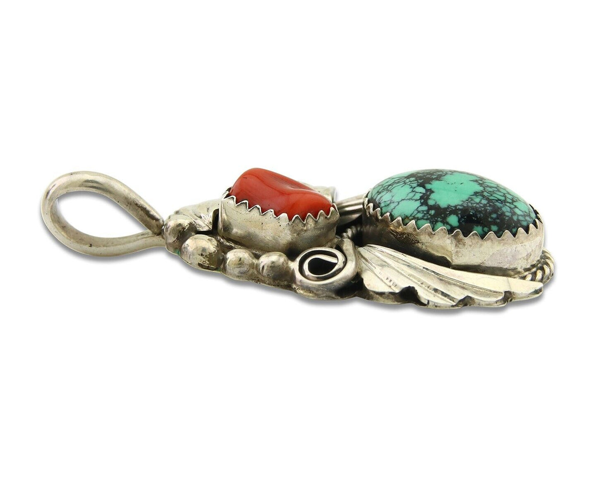 Navajo Necklace 925 Silver Spiderweb Turquoise Artist Signed Justin Morris C80s