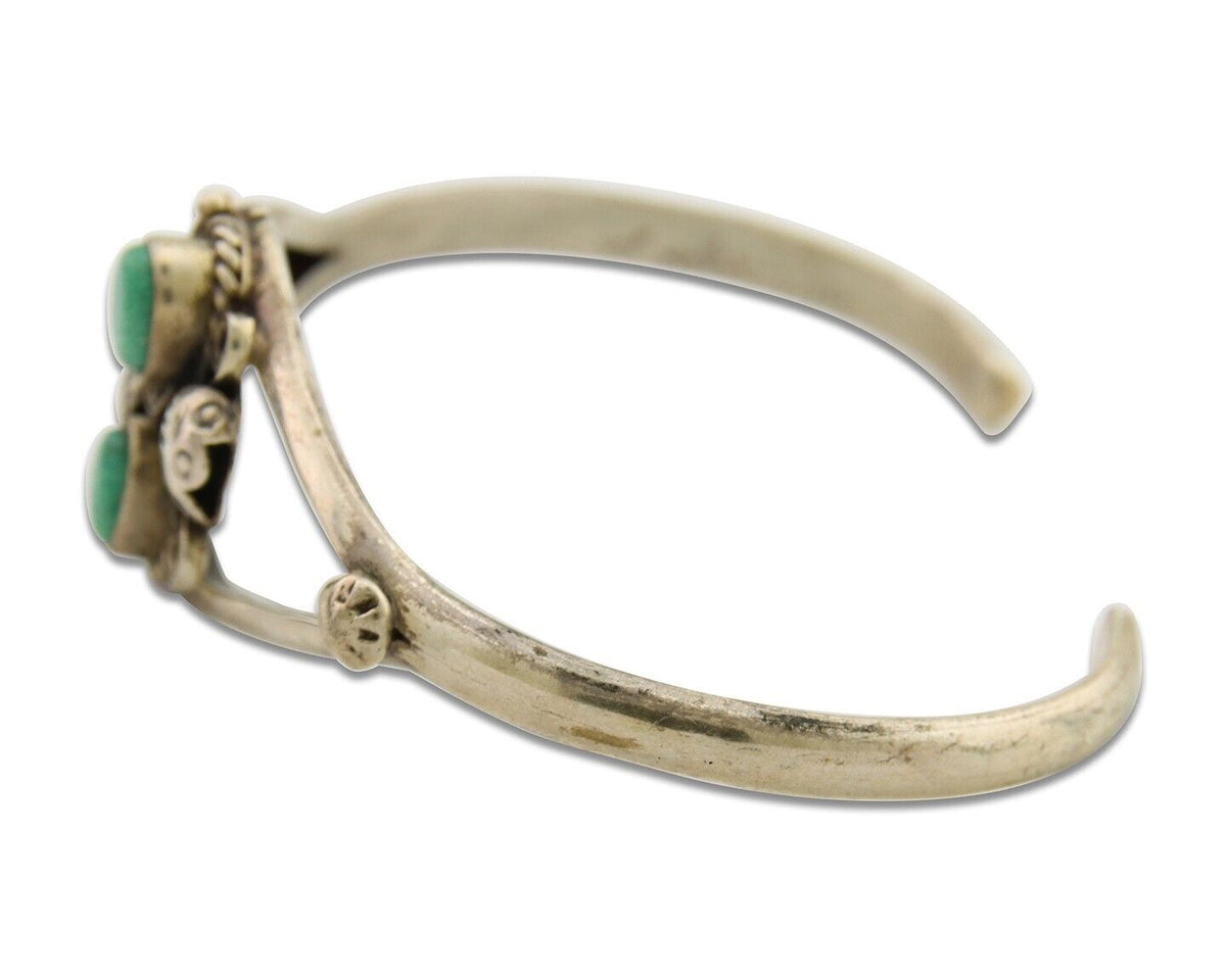 Navajo Bracelet 925 Silver Cuff Turquoise Handmade Native Artist C.80's