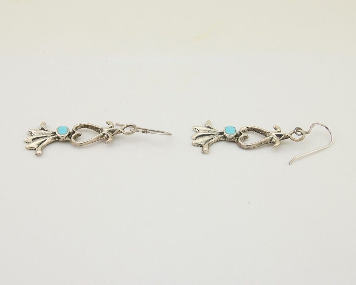 Navajo Dangle Earrings 925 Silver Blue Turquoise Native American Artist C.80's