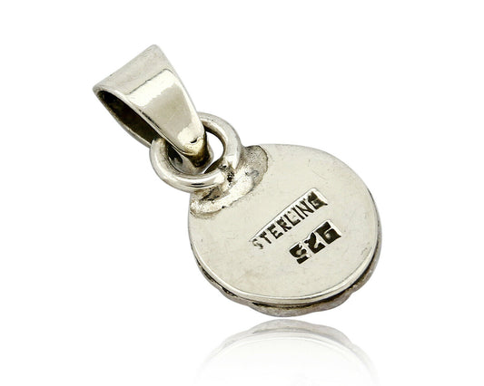 Navajo Hand Stamped Natural Mined Blue MOP in .925 SOLID Silver Pendant