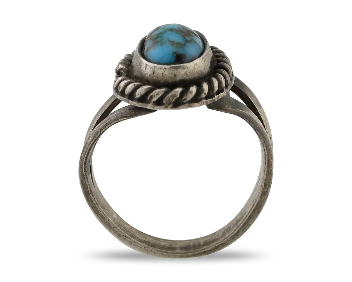Navajo Ring 925 Silver Kingman Turquoise Native American Artist C.80's