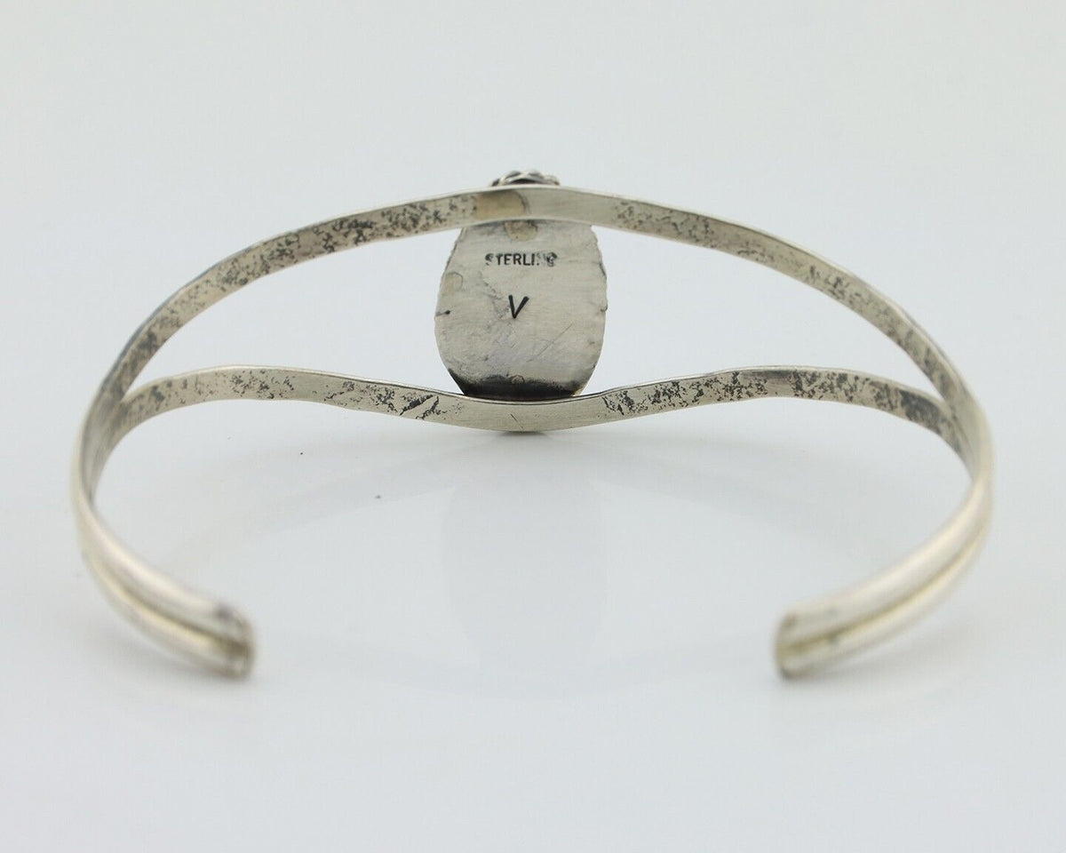 Navajo Bracelet 925 Silver Sleeping Beauty Turquoise Signed Robert Vandover C80s