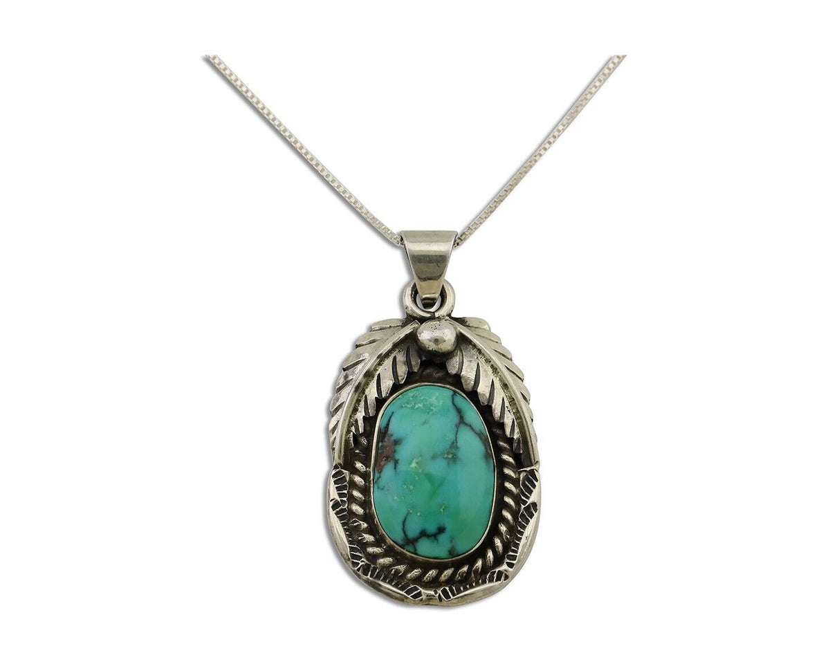 Navajo Turquoise Handmade Necklace 925 Silver Signed SunRise C.80's