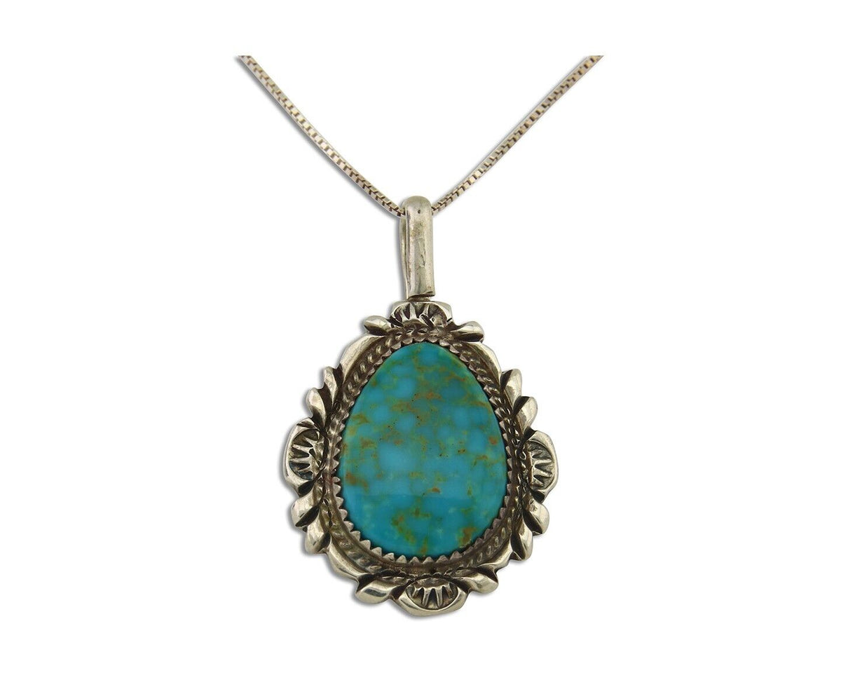 Navajo Necklace 925 Silver Natural Turquoise Artist Signed Billie Eagle C.80's