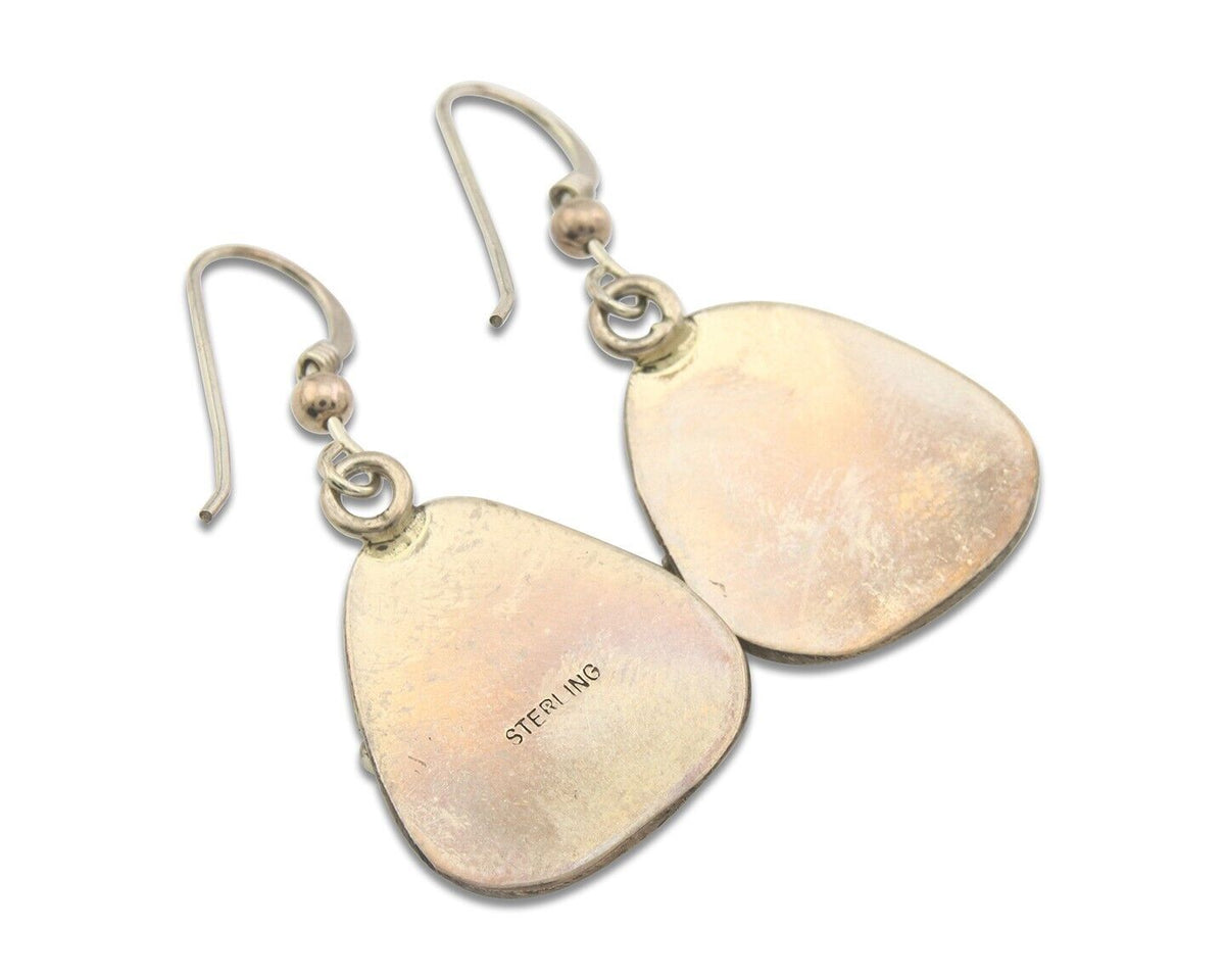 Navajo Earrings 925 Silver Natural Turquoise Native American Artist C.80's