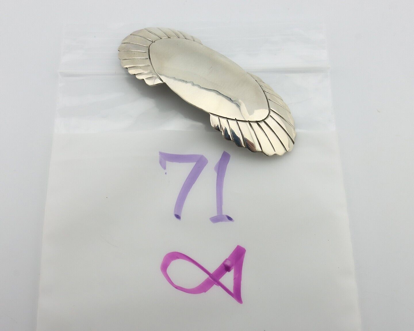 Women's Navajo Hair Clip Hand Stamped 925 Silver Artist Signed C Montoya C.80's