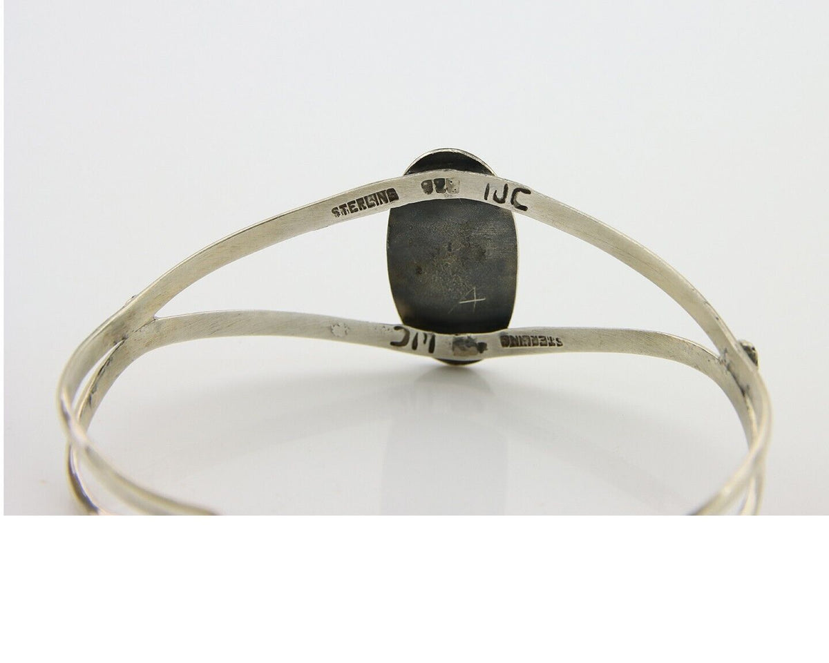 Navajo Cuff Bracelet 925 Silver Turquoise Cuff Artist Signed IJC C.80's