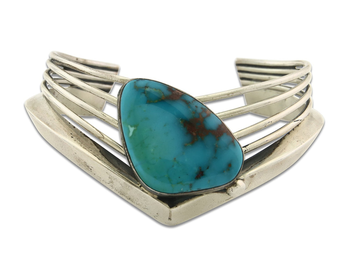 Vintage Navajo Bracelet 925 Silver Blue Nevada Turquoise Handmade