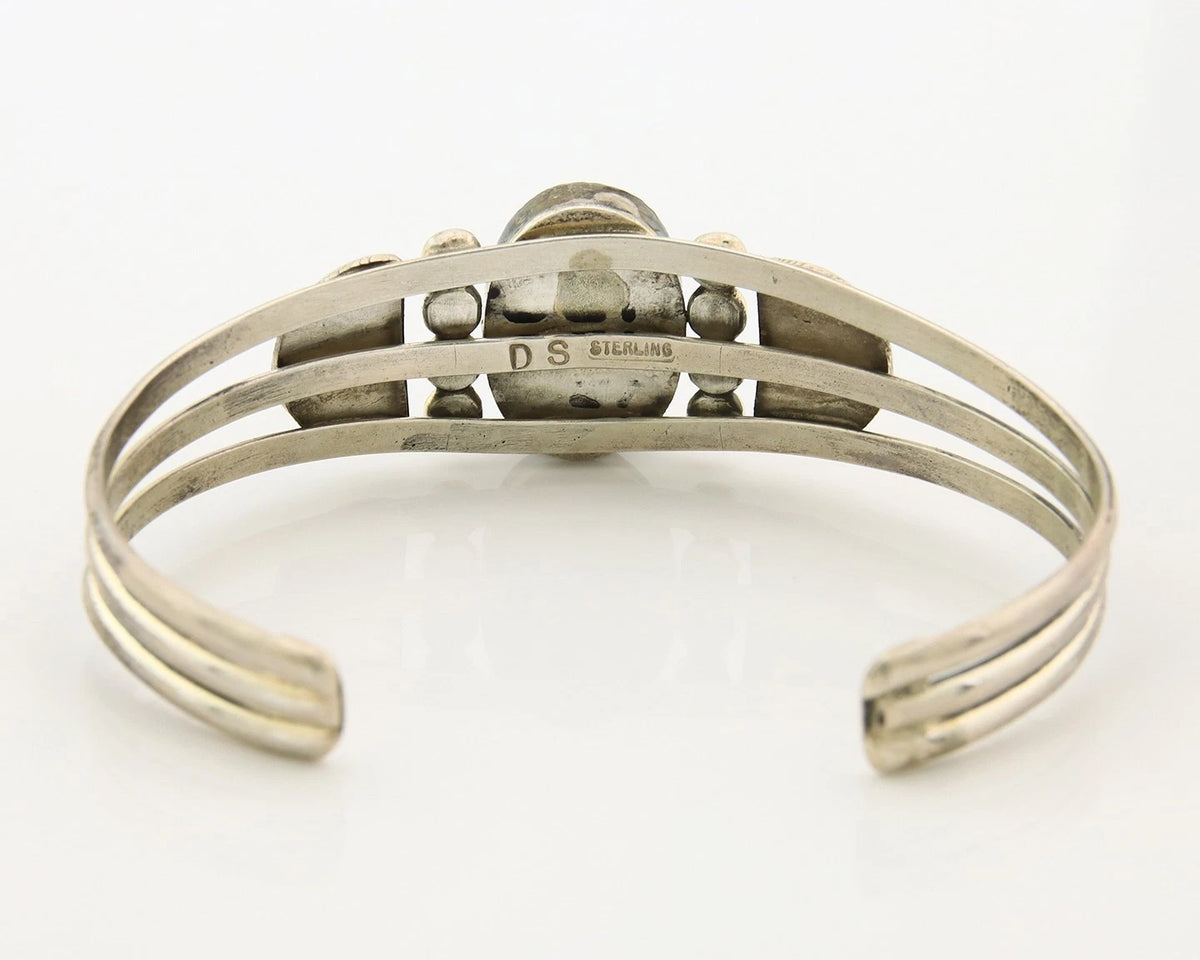 Navajo Cuff Bracelet Sterling Silver Authentic Pink Muscle Artist Signed DB