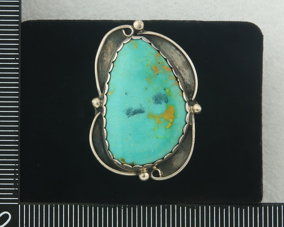 Vintage Navajo Ring 925 Sterling Authentic Traditional Turquoise Size 7.5