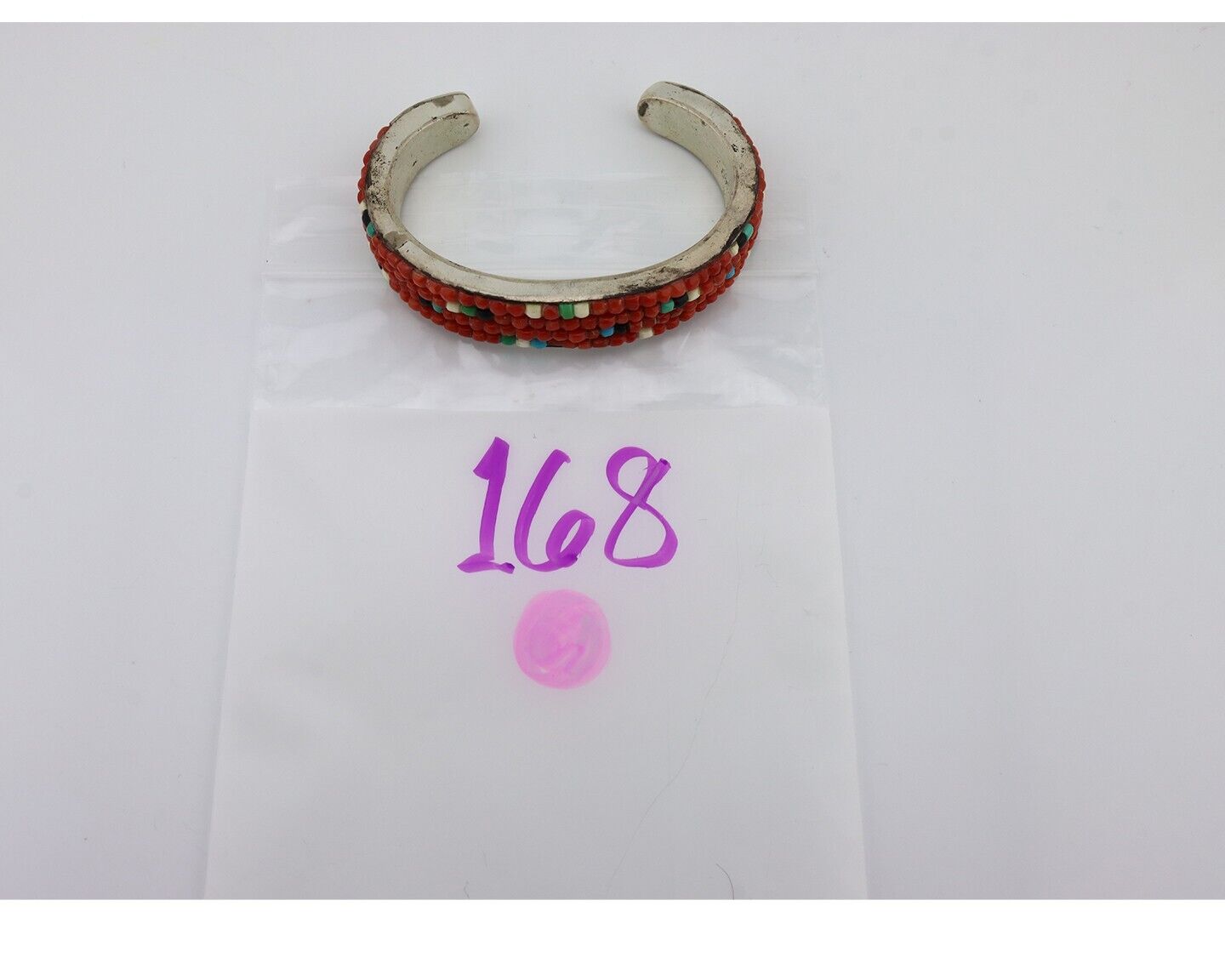 Navajo Bracelet 925 Silver Natural Red Coral & Gemstones Native American C.80's