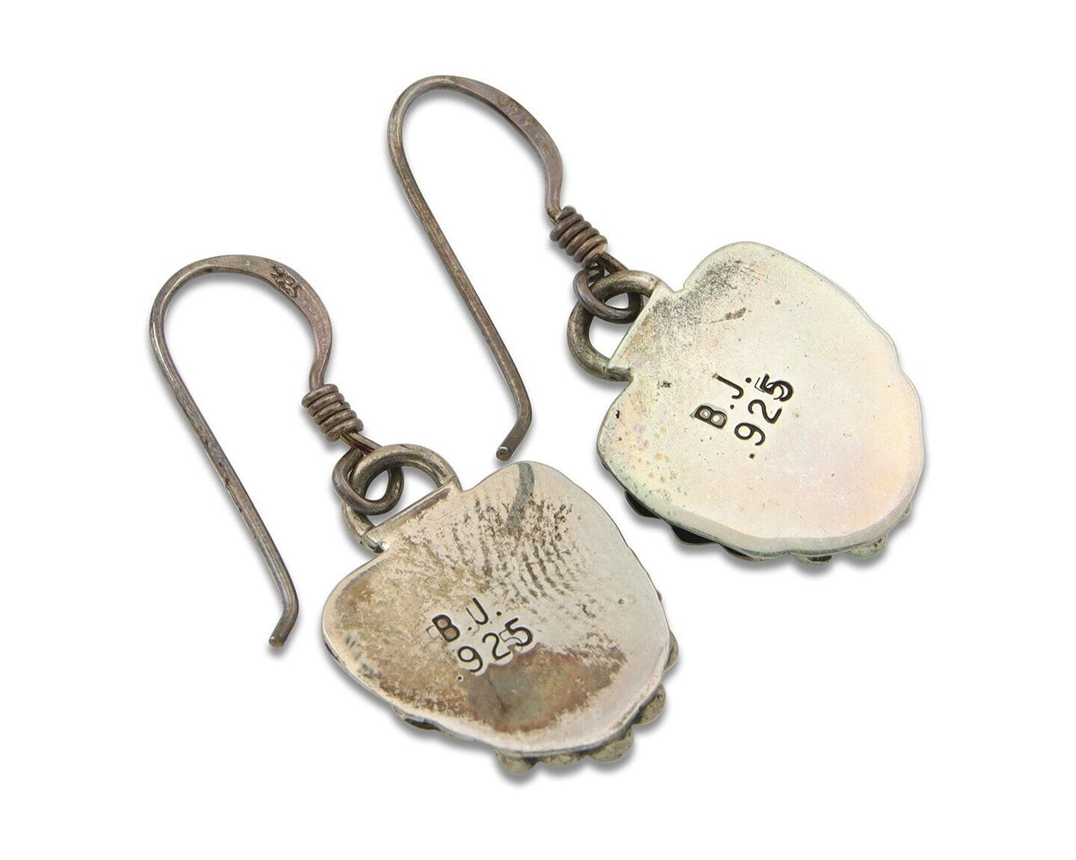 Navajo Earrings 925 Silver Natural Turquoise Artist Signed BJ C80s