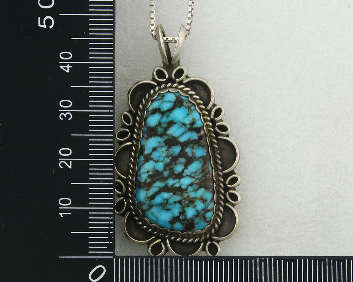 Navajo Sterling Silver Necklace Authentic Spiderweb Turquoise Vintage Handmade