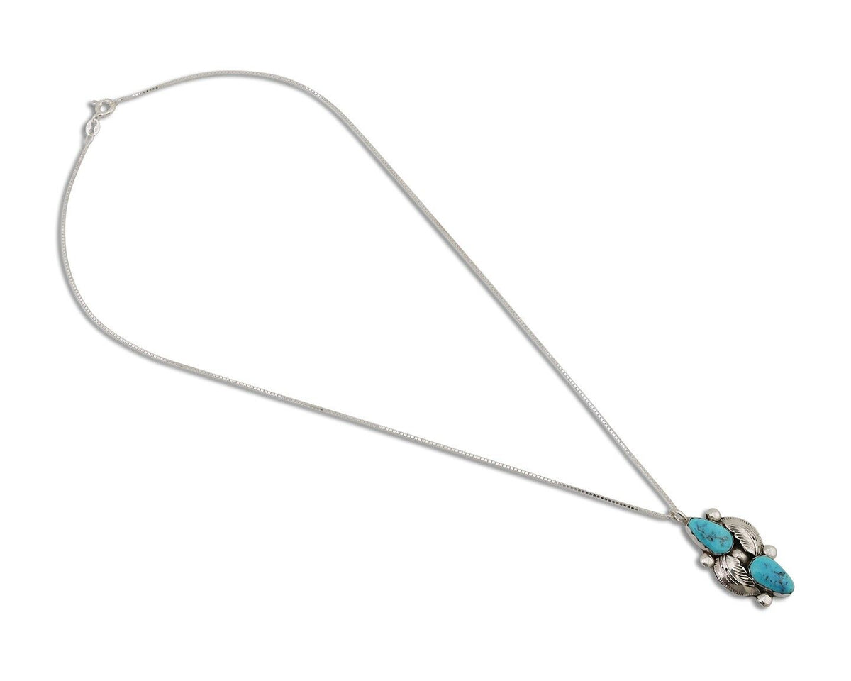 Navajo Turquoise Handmade Necklace 925 Silver Signed Simplicio C.80's