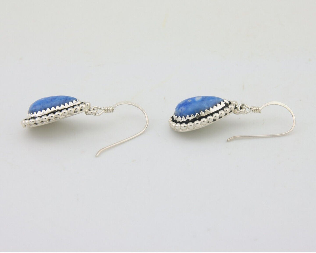 Navajo Earrings 925 Silver Blue Denim Lapis Artist Signed First Eagle C.80's