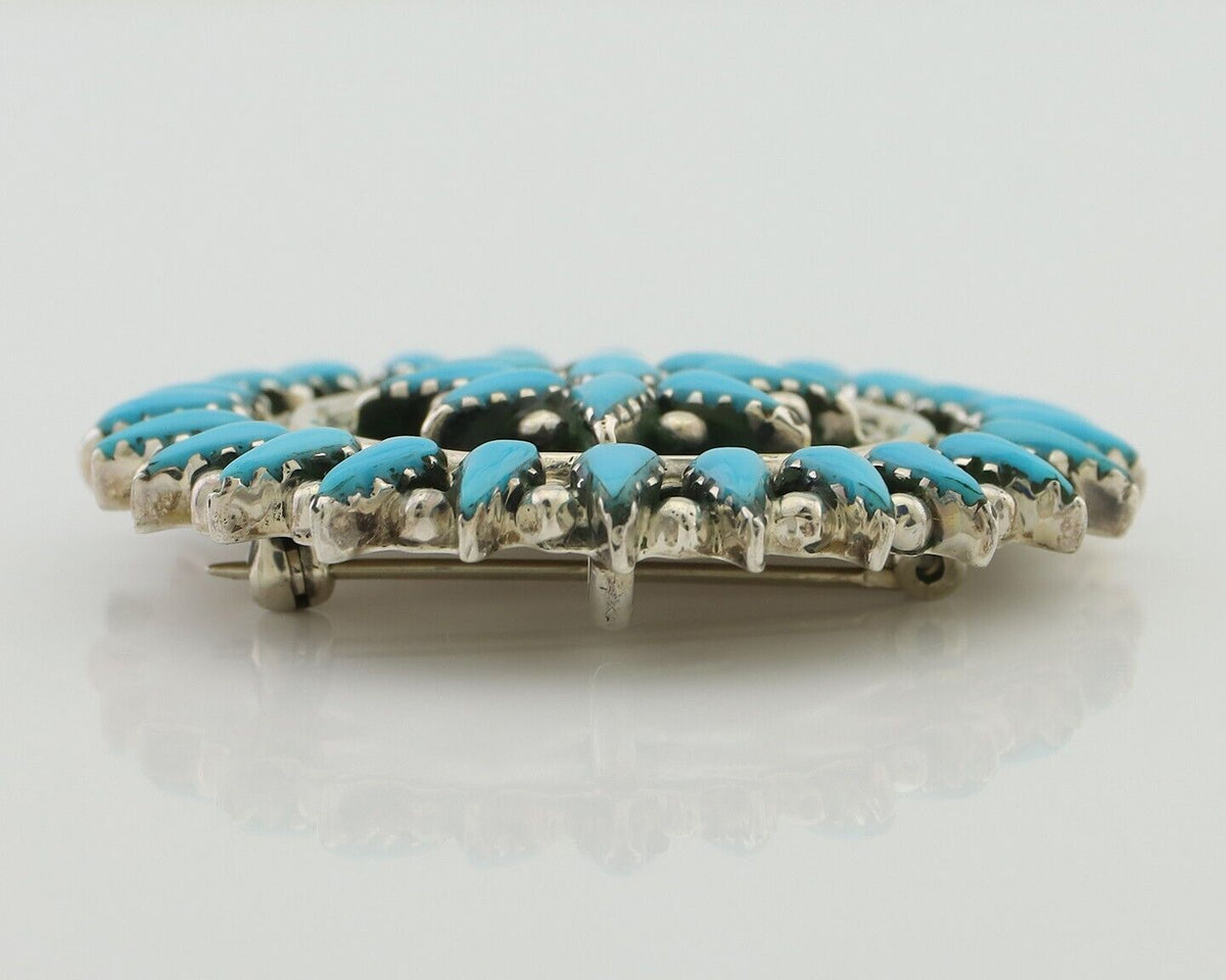 Navajo Pin Pendant 925 Silver Blue Turquoise Signed Benson Yazzie C.80's