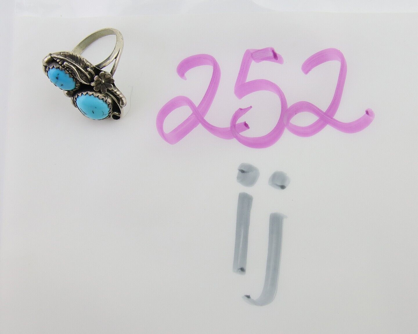 Navajo Ring 925 Silver Natural Blue Turquoise Artist Signed SC C.80's Size 3.75