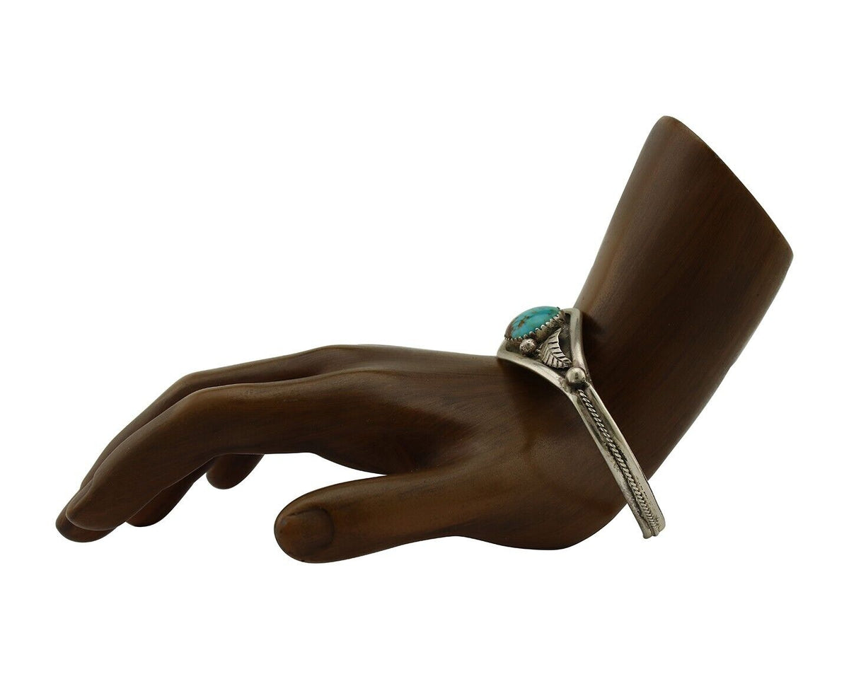 Navajo Bracelet 925 Silver Kingman Turquoise Native American Artist C.80's
