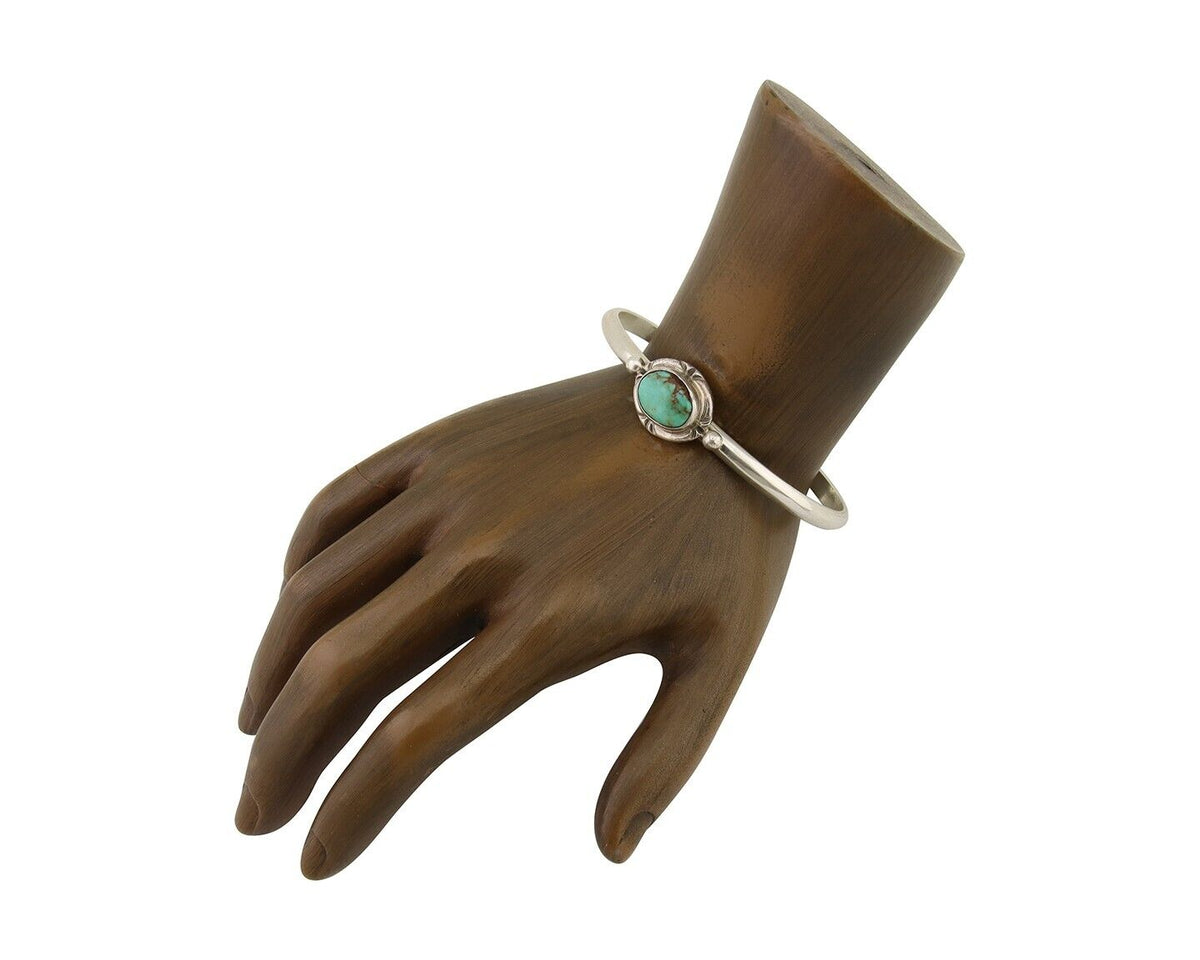 Navajo Bracelet 925 Silver Blue Turquoise Native American Artist C.80's