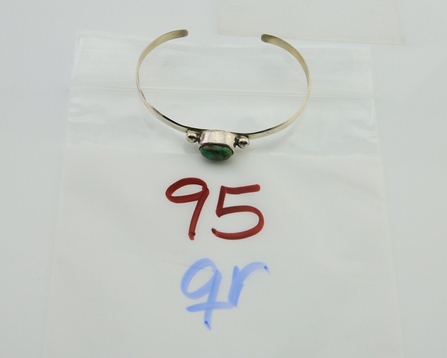 Navajo Cuff Bracelet Spiderweb Turquoise 925 Silver Native American Artist C.80s