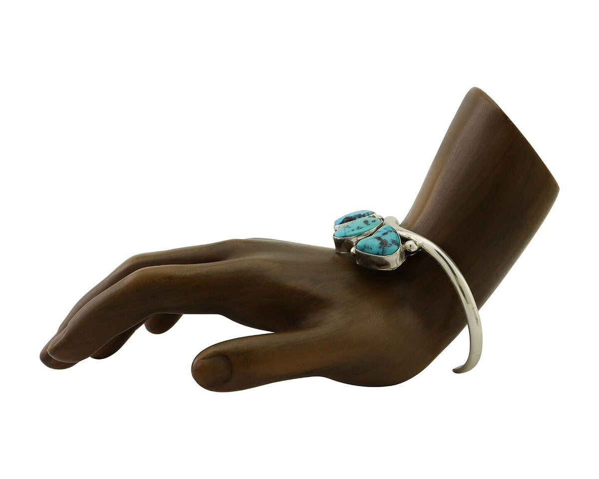 Navajo Bracelet 925 Silver Morenci Turquoise Artist Signed Frank Sandoval C.80's