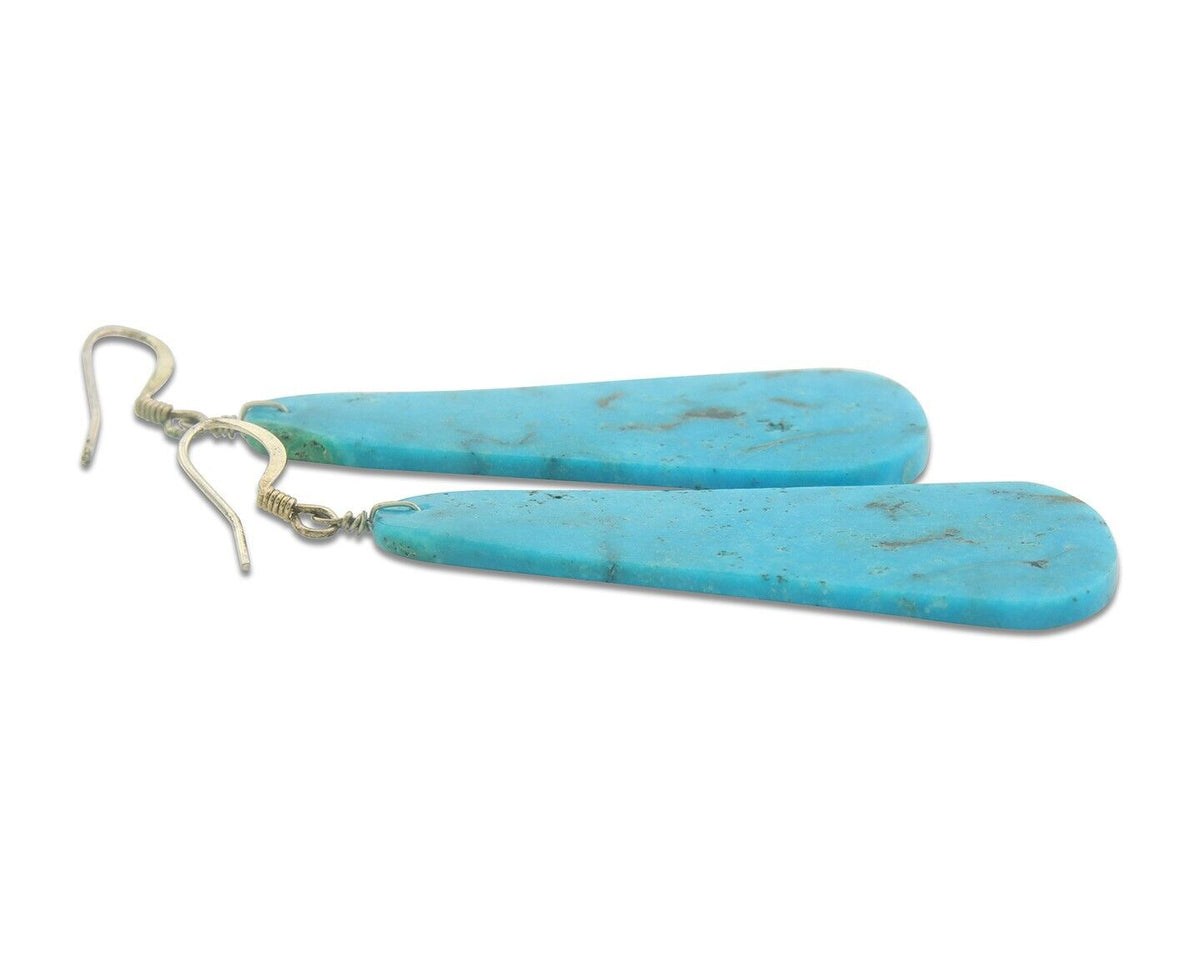 Santo Domingo Earrings 925 Silver Natural Turquoise Native American Artist C80s
